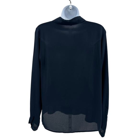 Collective Concepts Blouse Womens M Navy Blue Button Front Long Sleeve Dress Top - Picture 4 of 6